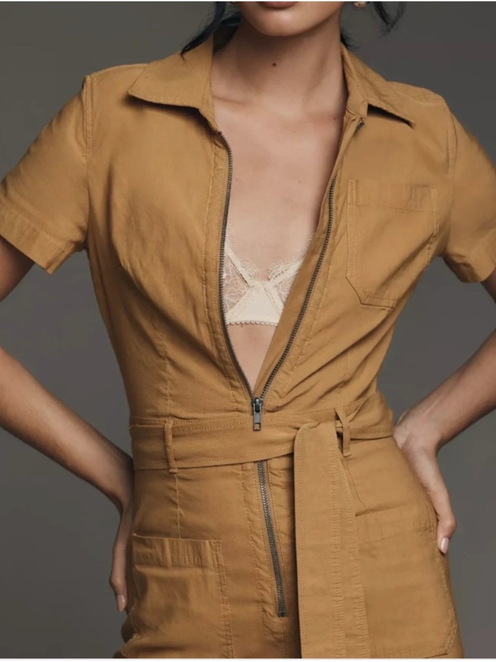 Anthropologie Maeve The Colette Weekend Jumpsuit Size 10 Honey Wide Leg NWT - Picture 4 of 10